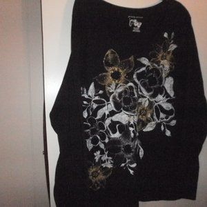 woman's top JMS New black white and gold 3X